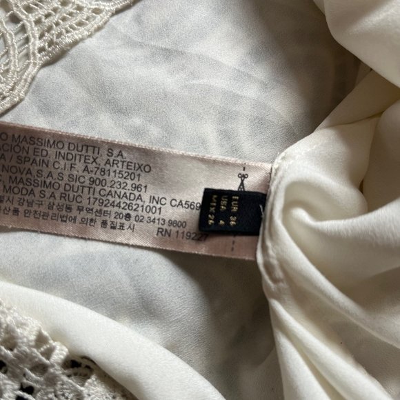 MASSIMO DUTTI Cream Lace Overlay Blouse Size 4 US, Size 34 EURO - Picture 4 of 5